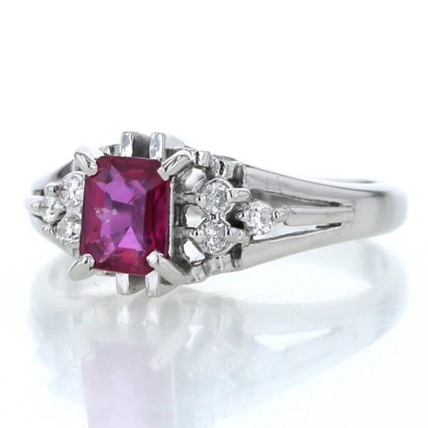 Pt900 プラチナ リング ルビー 0.54ct ダイヤモンド スクエア Pt900 プラチナ リング ルビー 0.54ct ダイヤモンド スクエア