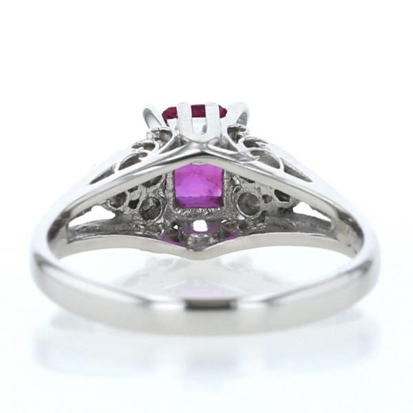 Pt900 プラチナ リング ルビー 0.54ct ダイヤモンド スクエア Pt900 プラチナ リング ルビー 0.54ct ダイヤモンド スクエア