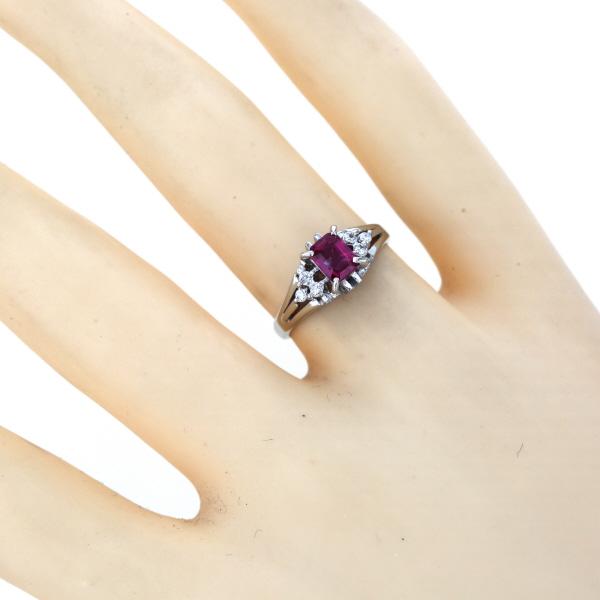 Pt900 プラチナ リング ルビー 0.54ct ダイヤモンド スクエア Pt900 プラチナ リング ルビー 0.54ct ダイヤモンド スクエア