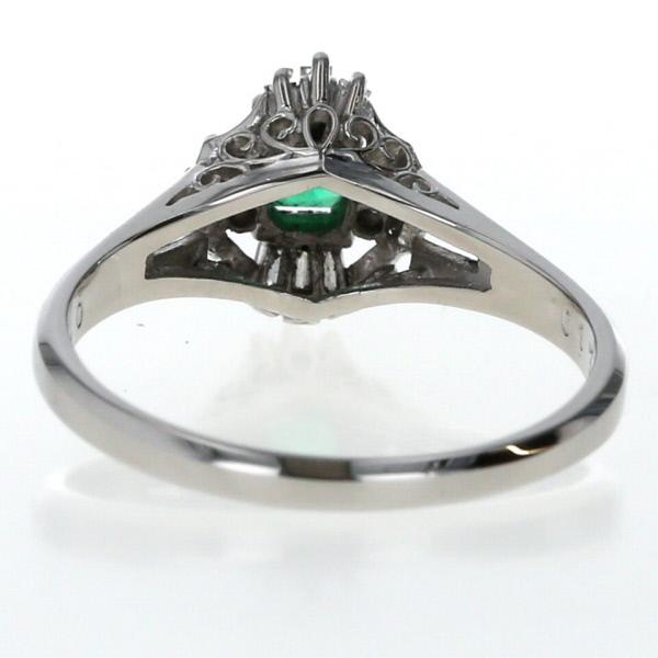 Pt900 プラチナ リング エメラルド 0.13ct ダイヤモンド 0.15ct 