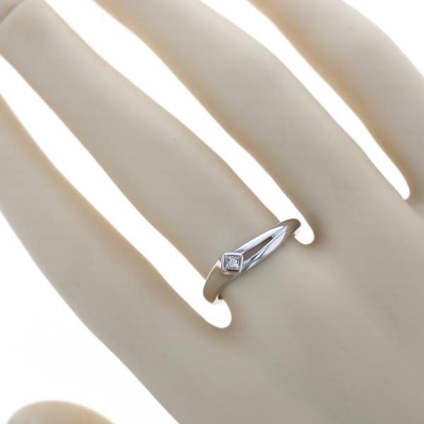K18WG ホワイトゴールド リング ダイヤモンド 0.07ct プリンセスカット