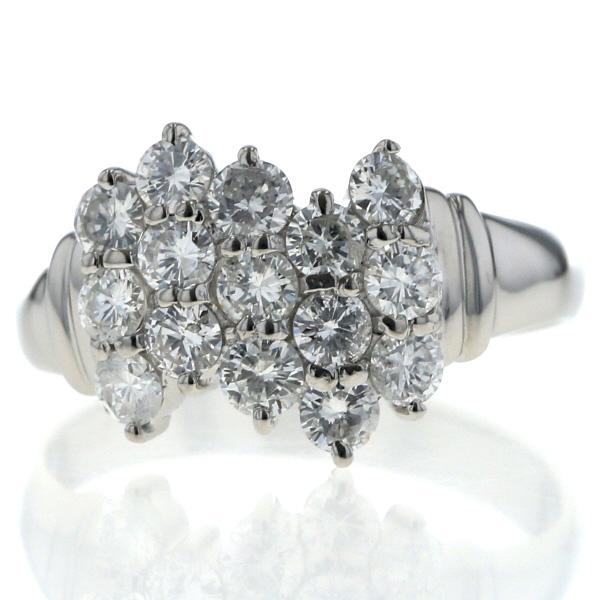 Pt850 プラチナ リング ダイヤモンド 1.56ct 15粒 パヴェ ジグザグ 
