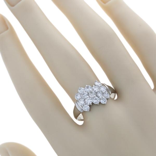 Pt850 プラチナ リング ダイヤモンド 1.56ct 15粒 パヴェ ジグザグ 