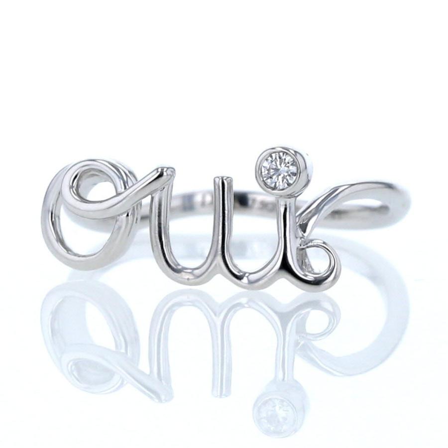 Dior ディオール oui ウィ ダイヤモンド K18 ホワイトゴールド リング ロゴ シンプル デザイン 7号 指輪 【新品仕上済