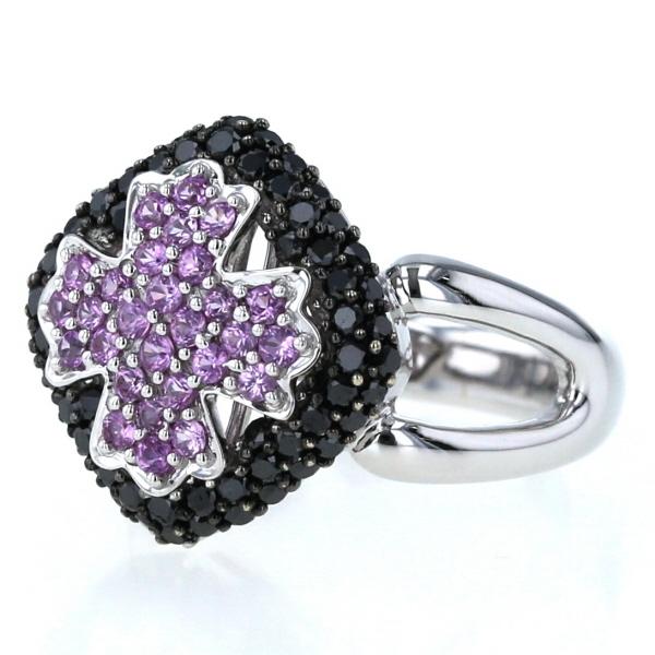 QVC K18WG ホワイトゴールド リング ピンクサファイア0.40ct ブラック