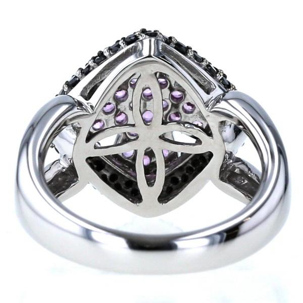 QVC K18WG ホワイトゴールド リング ピンクサファイア0.40ct ブラック