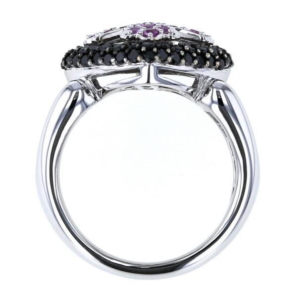 QVC K18WG ホワイトゴールド リング ピンクサファイア0.40ct ブラック