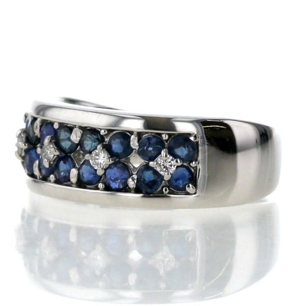 Pt900 プラチナ リング サファイア 1.18ct ダイヤモンド 0.05ct 花 