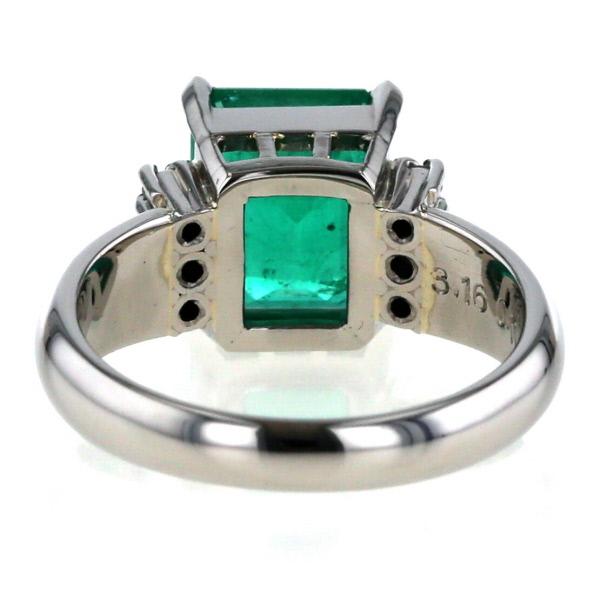 Pt900 プラチナ リング エメラルド 3.16ct ダイヤモンド 0.11ct 