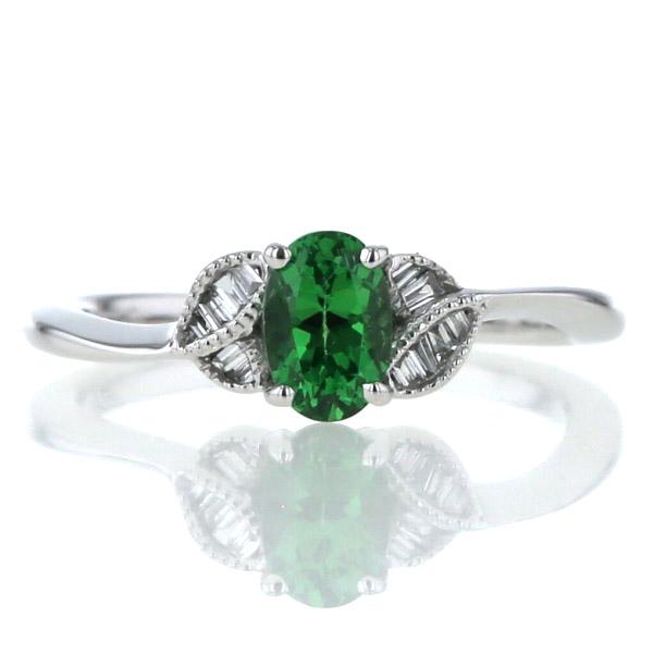 K18WG リング グリーングロッシュラーガーネット 0.71ct