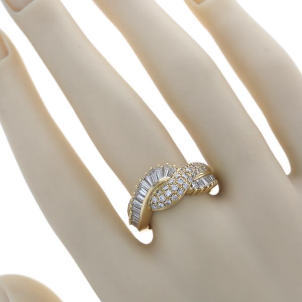 K18YG イエローゴールド リング ダイヤモンド 0.84ct/0.71ct テーパー