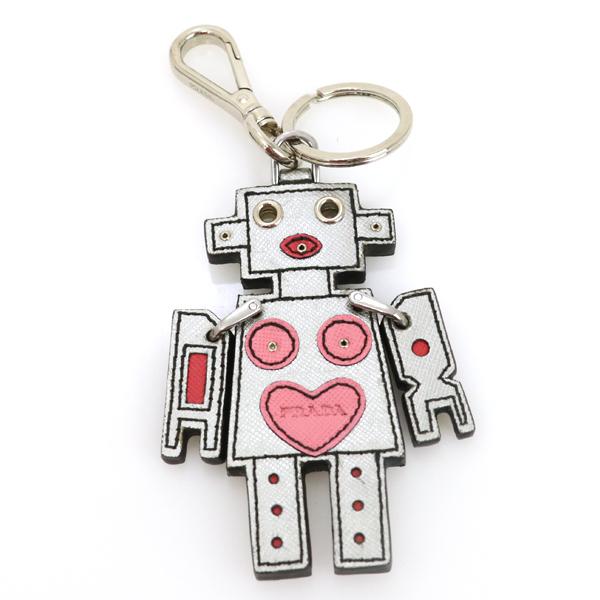 60 Off プラダ Prada ロボットキーホルダー バッグチャーム キーリング レザー シルバー ブランド小物 Iw 柔らかい Www Gran Gusto It
