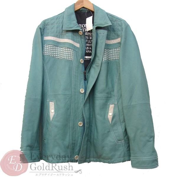 良質 バラシ Barassi レザー メンズ Hon 中古 ポリエステル100 水色系 サイズm 羊革 ジャケット ジャケット