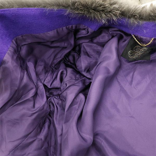 イタリヤ 伊太利屋 11号 リアルファー コート パープル アニマル柄