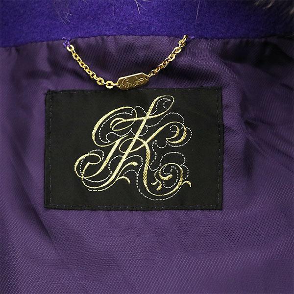 イタリヤ 伊太利屋 11号 リアルファー コート パープル アニマル柄