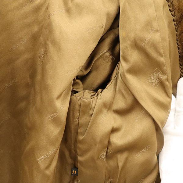 シェブロン 毛皮 ミンク コート アウター ミドル丈 ファーコート