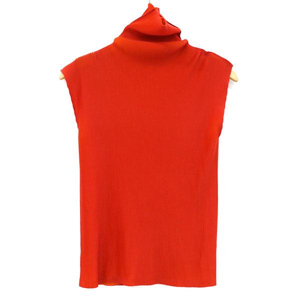 イッセイミヤケ プリーツプリーツ 赤色 タンクトップ シャツ おしゃれ