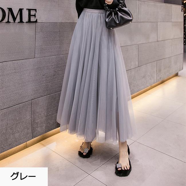 スカート ロングスカート お花見 レディース チュールスカート ひざ丈