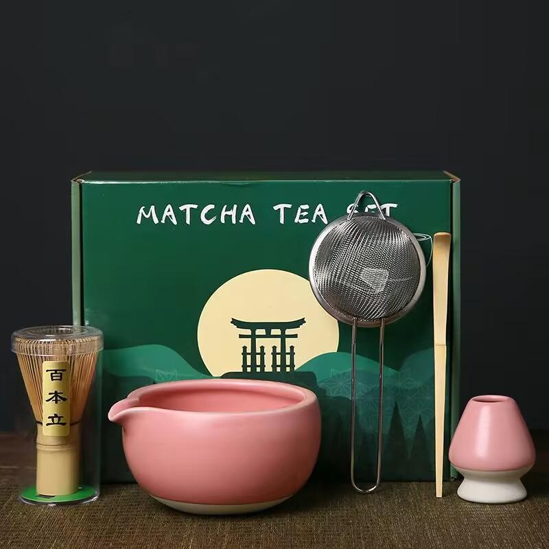 茶筅 百本立 天然竹 茶せん 抹茶点て 茶道具 竹 茶杓 茶碗 4点セット