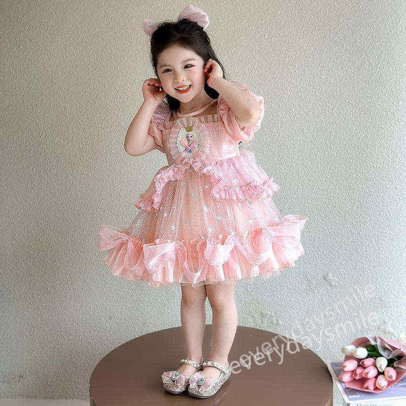 2025 ラプンツェル 子供 ドレス ワンピース エルサ アリエル ベル アナ