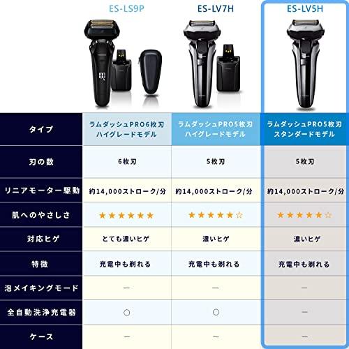 パナソニック ラムダッシュPRO メンズシェーバー 5枚刃 シルバー ES-LV5H-S 5枚刃システム 商品情報 アゴ下トリマー刃を搭載した で長いくせヒゲのカット率1 5倍 当社従来品との比較 当社調べ こだわりの 高速リニアモーター を搭載2種4枚の極薄深剃り刃と絞り出し機構で 肌にやさしく 肌面より深くヒゲをカットアゴ下の複雑な凹凸にもぴったり密着する 密着５Dヘッド