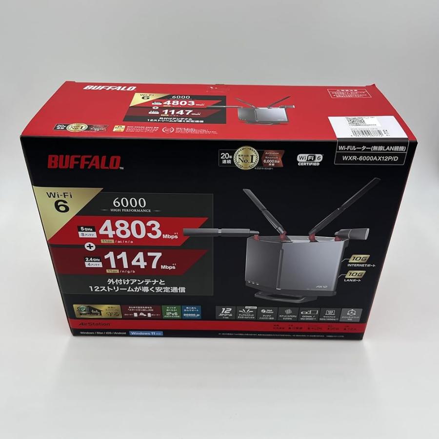 バッファロー WXR-6000AX12P/D [無線LANルーター Wi-Fiルーター 11ax/ac/n/a/g/b 4803+1147Mbps Wi-Fi6/Ipv6対応]の画像