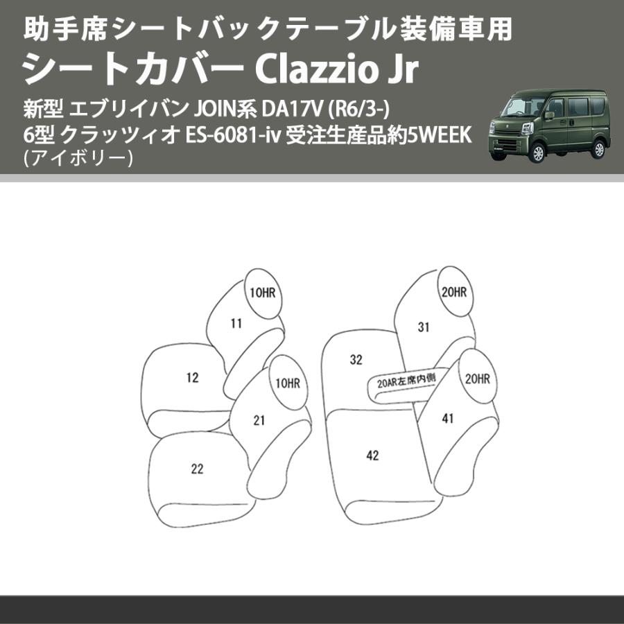 助手席シートバックテーブル装備車 (アイボリー) シートカバー Clazzio