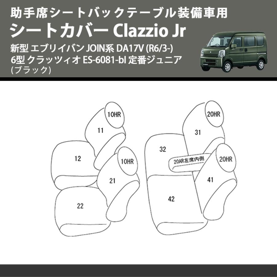 DA17V クラッチィオJr ブラック　未使用 助手席シートバックテーブル装備車用 (ブラック) シートカバー Clazzio