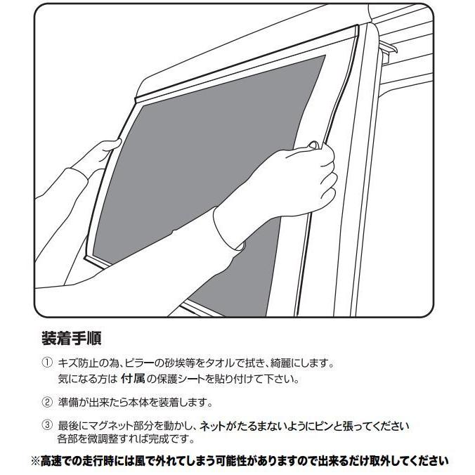 (換気優先！キャンプや車中泊に最適)　防虫ネット2列目スライドドア部分　DA17エブリイワゴン/バン (H27/2-)