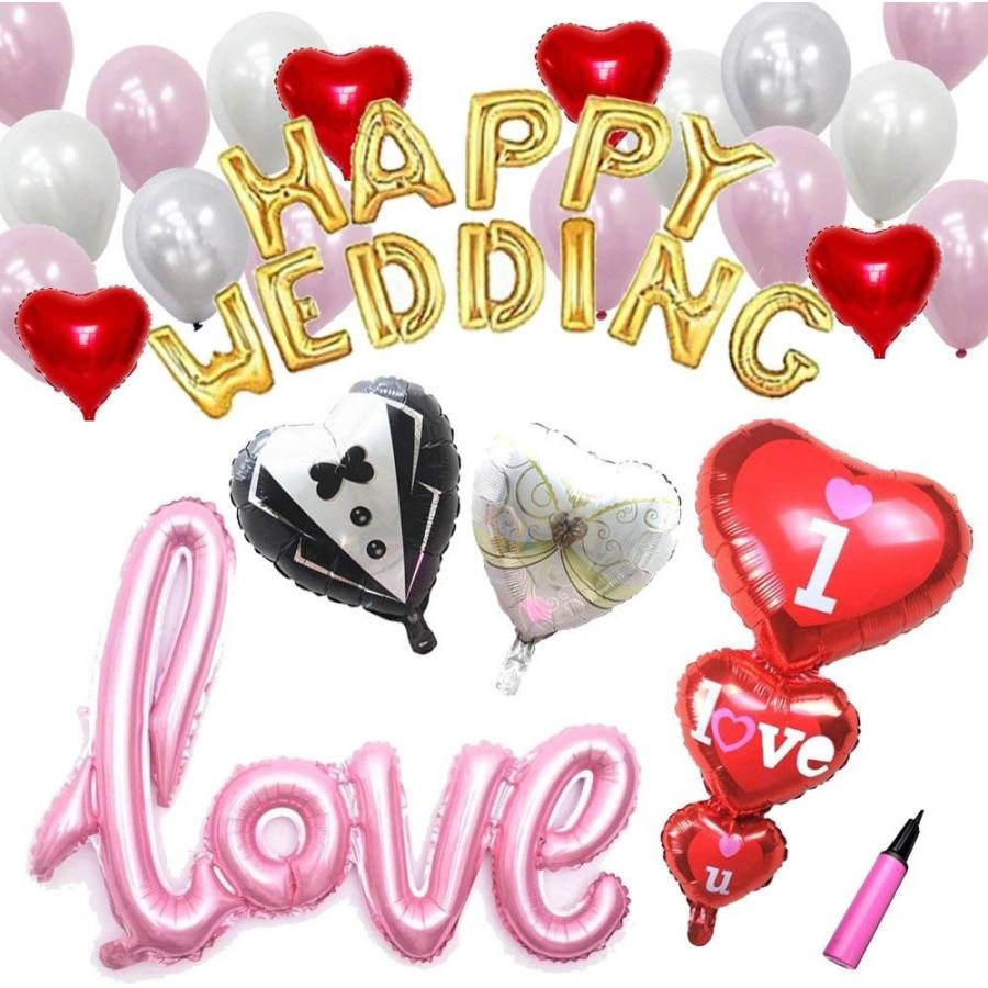 Frontier ハッピーウエディング 風船 セット 結婚式 二次会 パーティー 飾りつけ 特大 ン 風船 バルーン 赤 ピンク 風船 Supersport Tn