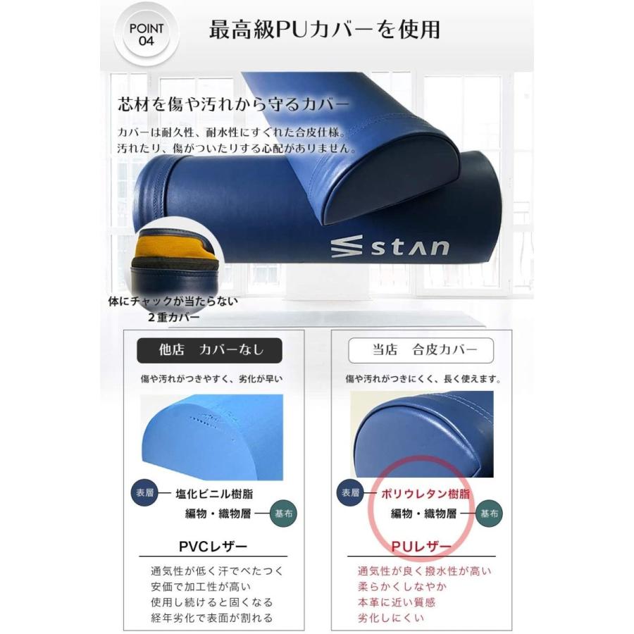 Stan ストレッチ用ポール フォームローラー 半円ハーフカット ２本セット ヨガポール ショート かまぼこ型 ブルー Jsonic Ca