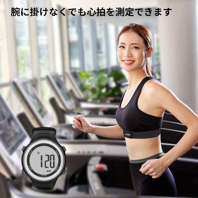 EZON ランニングウォッチ スポーツウォッチ 心拍計 IP67防水防塵 1.22インチ大盤面表示 メンズ ブラック (シルバー) EZON (シルバー) WSO1224372704(11950円)
