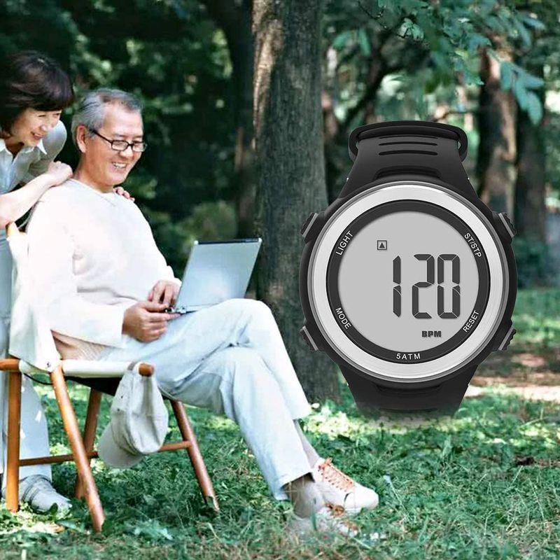 EZON ランニングウォッチ スポーツウォッチ 心拍計 IP67防水防塵 1.22インチ大盤面表示 メンズ ブラック (シルバー) EZON (シルバー) WSO1224372704(11950円)