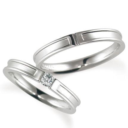 ペアリング(2本セット) 結婚指輪 マリッジリング 結婚記念 K18ホワイトゴールド ダイヤモンドリング 《Proud M1004》 日本製｜evj-cc