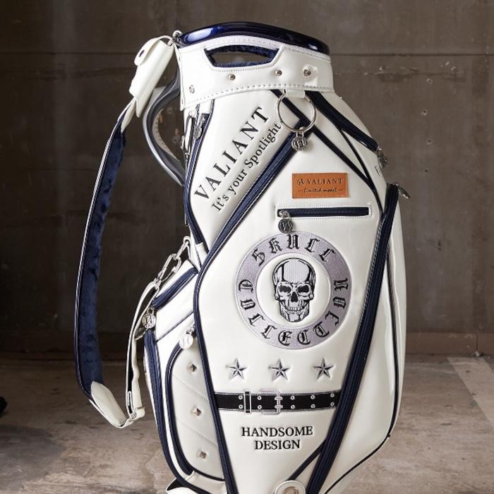 ヴァリアント キャディバッグ メンズ 2023 スカル コレクション ホワイト×ネイビー エナメル 数量限定 [VA-018] ヴァリアント キャディバッグ メンズ スカル エナメル 数量限定