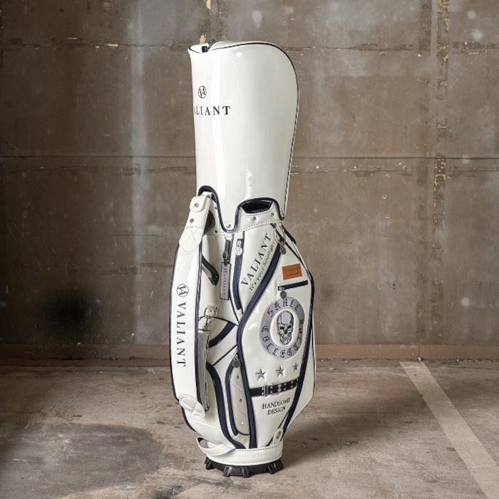 ヴァリアント キャディバッグ メンズ 2023 スカル コレクション ホワイト×ネイビー エナメル 数量限定 [VA-018] ヴァリアント キャディバッグ メンズ スカル エナメル 数量限定