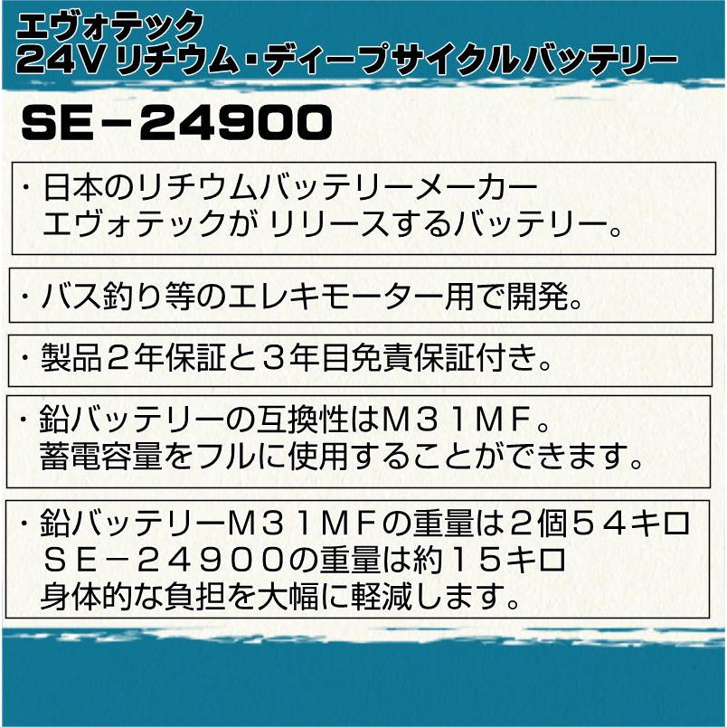 24V 90Ah リチウムバッテリー SE-24900 防水防炎機能 充電器 24V 90Ah リチウムバッテリー SE-24900 防水防炎機能 充電器