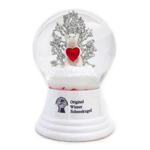 スノードーム Vienna Snowglobe 8cm ハートを持った白クマ (ヴィエナ