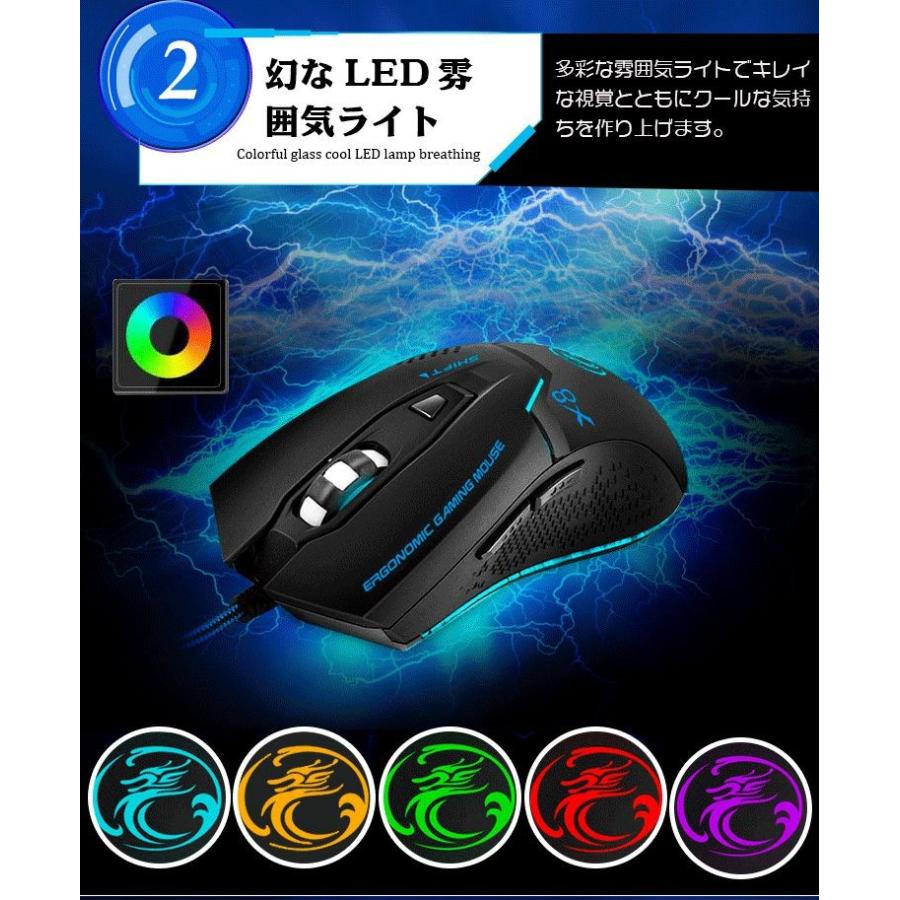 ゲーミング マウス 有線 ゲーム マウス 6ボタン 光学式 Usb有線マウス 光るマウス Ledマウス ゲーム向け Dpi設定 Xp Vista Win7 Win8 Mac Dos対応 Ewin 通販 Yahoo ショッピング