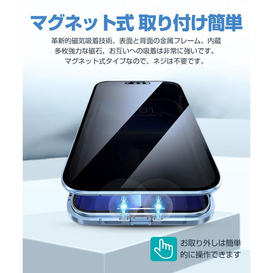 iPhone 14/14 Pro/14 Plus/14 Pro Max ケース 前後両面ガラス+覗