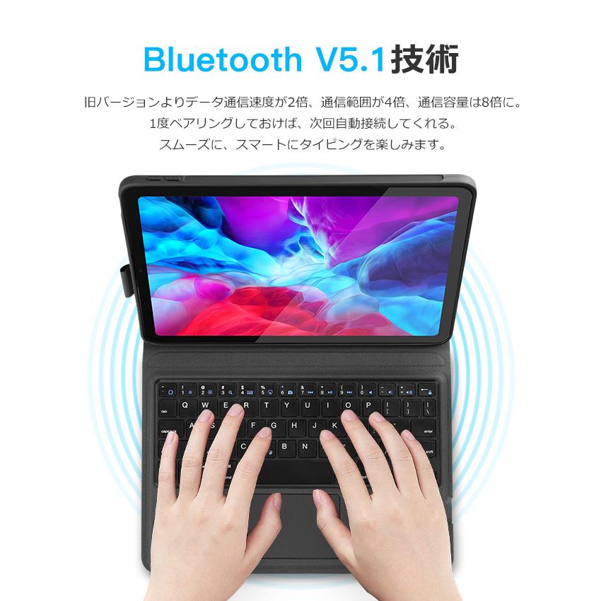 iPad Air 11インチ M2 M3 iPad 第9世代 第8世代 10.2インチ iPad 10.9 11 10.5 9.7インチキーボード ケース  タッチパッド搭載 ペン収納 | EWIN | 04