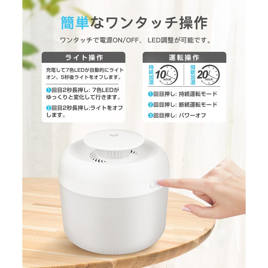 アイテム勢ぞろい 超音波加湿器 卓上アロマ加湿器 肌乾燥 花粉対策7色LEDライト リビング 寝室