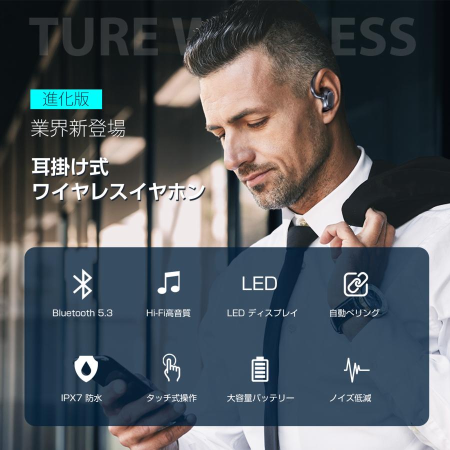 ワイヤレスイヤホン Bluetooth5.3 イヤホン ヘッドホン 耳掛け式 Hi-Fi