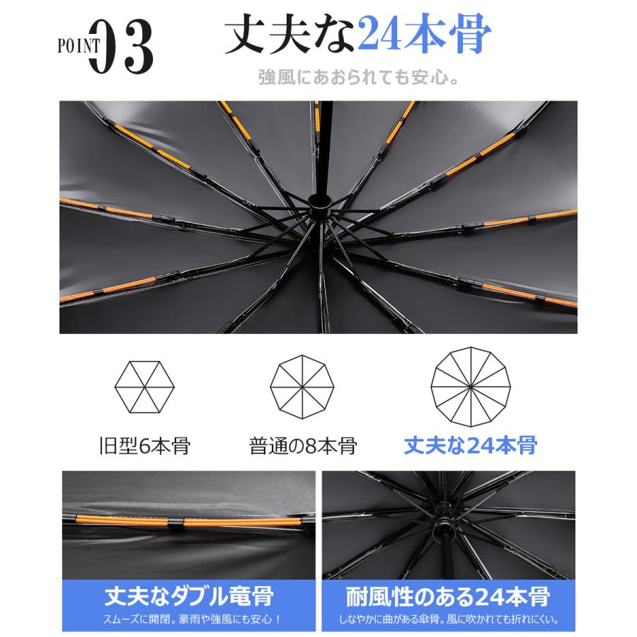 折りたたみ傘 自動開閉 ワンタッチ メンズ  レディース 大きい 折り畳み傘 晴雨兼用 雨傘 丈夫 頑丈 耐強風 日傘 傘 24本骨 男女兼用 収納ポーチ付き |  | 12