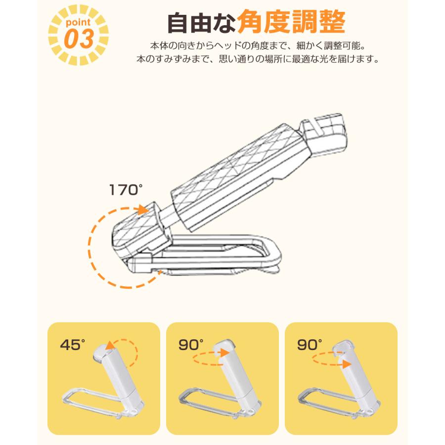 LED ブックライト クリップ型 読書ライト 充電式 読書灯 寝ながら クリップライト ベッド 目に優しい ミニ ライト 明るさ 5段階調光 3種の色温度 明るさ調整 |  | 11