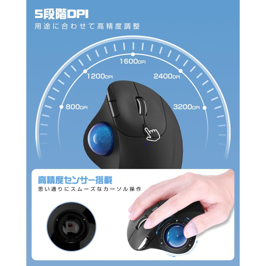 フィリップス ワイヤレスマウス トラックボール 静音 Bluetooth+2.4GHz
