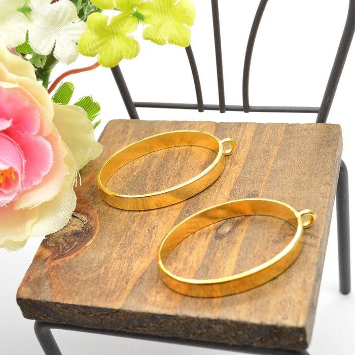 レジン枠 楕円 ゴールド 4個セット ハンドメイド 材料 UVレジン液 金