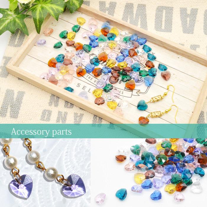クリスタルハート ビーズ10個セット ピアス ハンドメイド アクセサリー