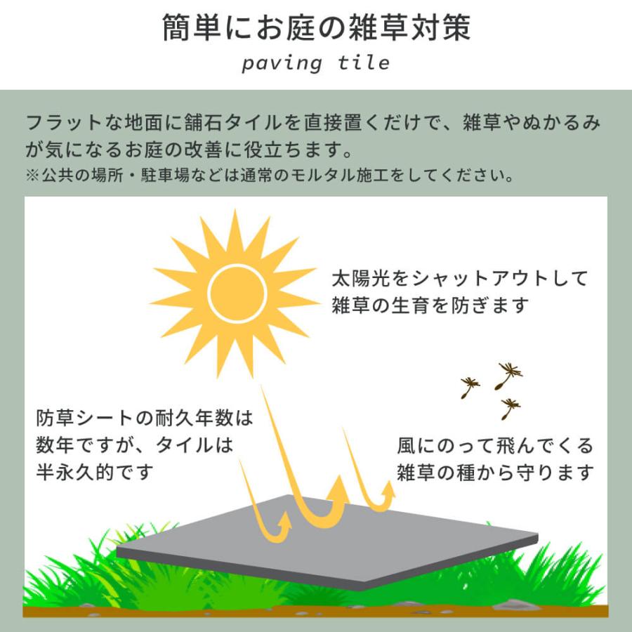 舗石タイル 床タイル 600×300mm 長方形 厚手 庭 敷石 置くだけ 雑草対策 防草 車両・重歩行可 アプローチ （ルイーダ 600x300角 全3色 ケース(4枚入)販売）｜ex-ceracore｜05