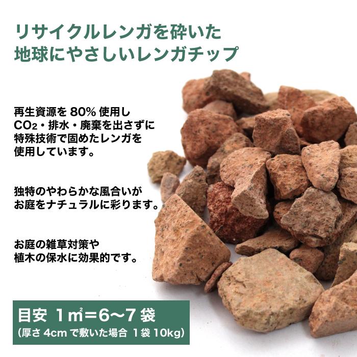 非焼成 エコ レンガチップ 20kg 10kg×2袋 レンガ色 クラッシュ砂利 庭